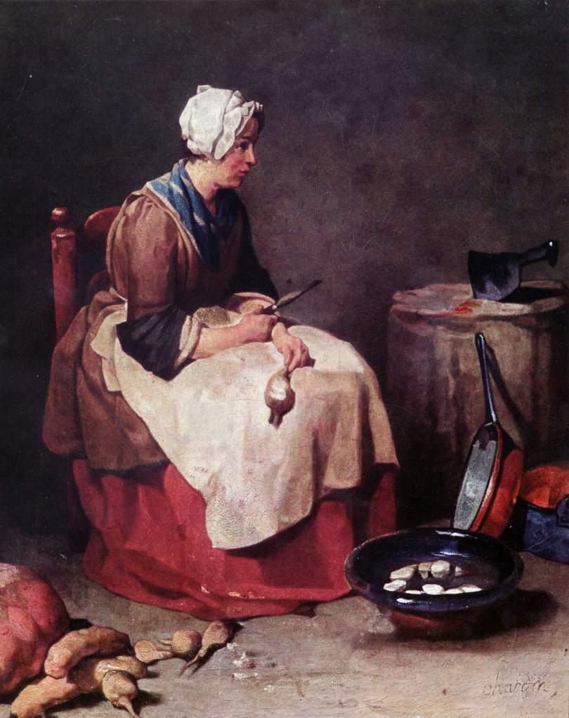 Woman peeling turnips, by Jean-Baptiste Simeon Chardin